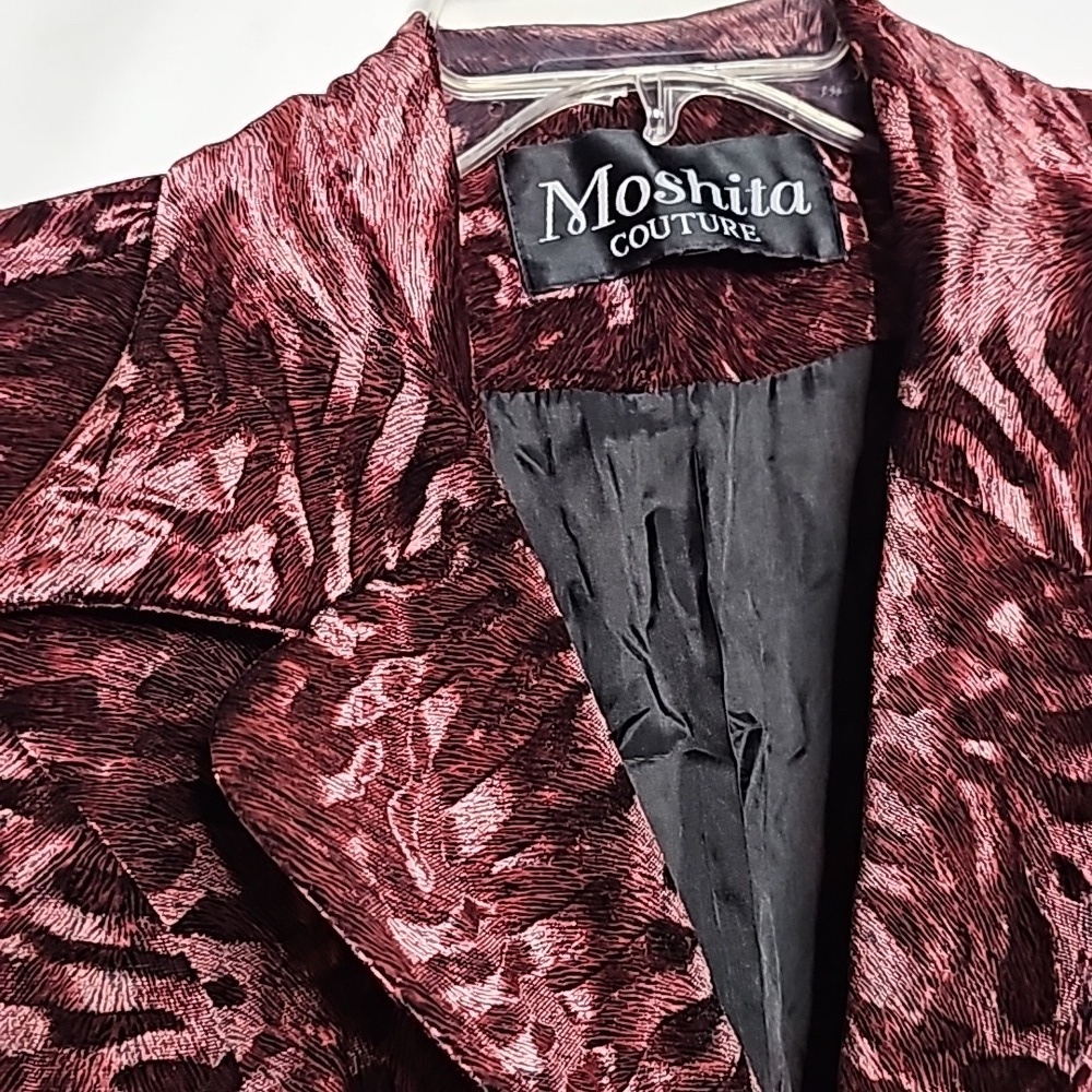 NWOT Moshita Couture fur feel animal print purplish brown long trench coat sz XL